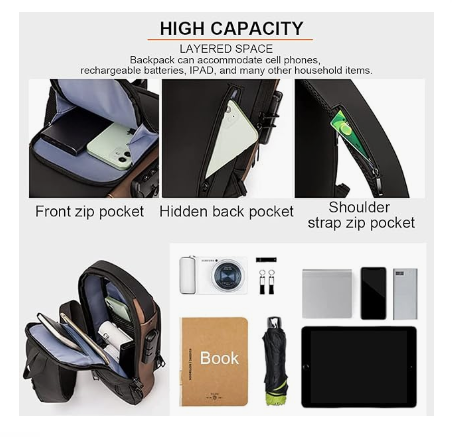 Chest Bag for Men and Women with USB Charging