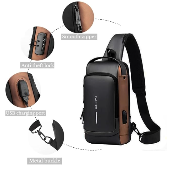 Chest Bag for Men and Women with USB Charging