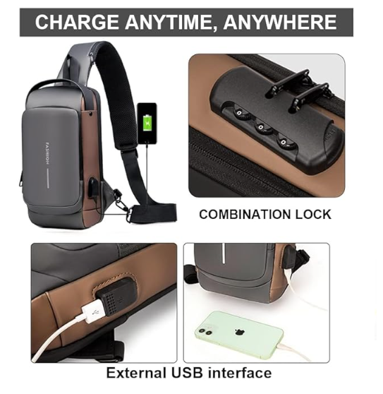 Chest Bag for Men and Women with USB Charging